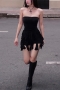 sexy high stretch 2 colors tube design tassel bodycon mini dress_Black