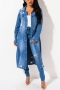 plus size casual slight stretch denim button midi dress_Sky Blue_Blue