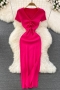 sexy 8 colors stretch knitted hollow slit solid color midi dress_Black_Pink_Magenta