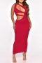 sexy plus size 5 colors stretch hollow one shoulder slim maxi dress_Black_White_Red