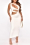 sexy plus size 5 colors stretch hollow one shoulder slim maxi dress_Black_White
