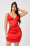 sexy stretch shirring back ring connenced with boned slim mini dress_Black_Red