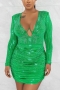 sexy plus size slight stretch rhinestone decor with underwire slim mini dress_Black_Green