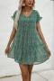 casual non-stretch chiffon batch printing mini dress_Pink_Green