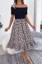 stylish slight stretch floral batch printing off-the-shoulder midi dress_Black_Blue_Khaki 