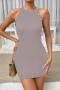 sexy 6 colors stretch knitted button decor bodycon mini dress_Black_Gray