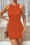 sexy 6 colors stretch knitted button decor bodycon mini dress_Black_Gray_Rose Red_Orange