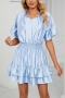 casual plus size non-stretch satin 5 colors lace-up mini dress_Black_White_Pink_Dark Green_Sky Blue