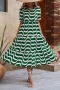 casual non-stretch wavy line printing loose midi dress_Red_Green