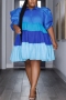 xl-5xl plus size casual non-stretch contrast color lapel midi dress_Pink_Blue