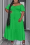 casual plus size non-stretch solid color drawstring zip-up loose maxi dress_Black_Magenta_Yellow_Green