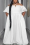 casual plus size non-stretch solid color sling zip-up loose maxi dress_Black_White