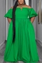 casual plus size non-stretch solid color sling zip-up loose maxi dress_Black_White_Magenta_Yellow_Orange_Green