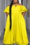 casual plus size non-stretch solid color sling zip-up loose maxi dress_Black_White_Magenta_Yellow