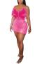 sexy plus size slight stretch feather pearl decor tube design mini dress(with underwear)_Black_Red_Magenta