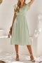 casual 5 colors slight stretch ruffle v-neck single-breasted lined midi dress_Black_White_Orange_Light Green
