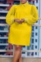 stylish plus size slight stretch mesh spliced orange rhinestone pearl midi dress_Black_White_Yellow