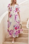sexy plus-size slight stretch flower batch printing midi dress_White_Magenta
