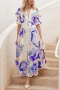 sexy plus-size slight stretch flower batch printing midi dress_White_Magenta_Green_Blue