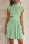 sexy solid color non-stretch hollow zip-up mini dress_Black_Pink_Light Green