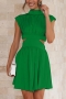 sexy solid color non-stretch hollow zip-up mini dress_Black_Pink_Light Green_Green