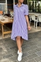 casual plus size non-stretch stripe printing single-breasted midi shirt dress_Green_Sky Blue_Purple