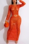 sexy plus size slight stretch knitted hollow sequins maxi dress new add colors_Black_White_Orange