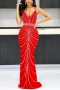 sexy plus-size stretch rhinestone sling slim maxi dress aa015805_Black_Red