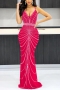 sexy plus-size stretch rhinestone sling slim maxi dress aa015805_Black_Red_Magenta