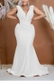 sexy plus-size stretch zip-up shirring maxi dress_Black_White