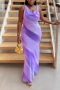 stylish plus size slight stretch tie dye batch printing sleeveless maxi dress_Pink_Yellow_Light Purple