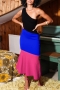 sexy plus size slight stretch colorblock 3 colors one shoulder midi dress_Red_Magenta_Blue