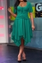 stylish plus size slight stretch 3 colors square-neck irregular midi dress_Black_Green