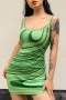sexy slight stretch colorblock wavy stripe knitted bodycon mini dress_Green