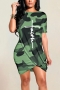stylish slight stretch camo letter printing 3 colors wrap mini dress_Gray_Red_Green