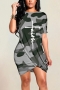 stylish slight stretch camo letter printing 3 colors wrap mini dress_Gray