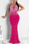 sexy plus size slight stretch sling backless rhinestone pearl maxi dress_Black_White_Red_Magenta