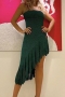 sexy slight stretch knitted 5 colors tube design irregular midi dress_Black_White_Red_Dark Green