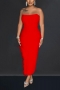 sexy plus-size high stretch slim high slit fuzzy decor midi dress_Black_White_Red
