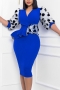 sexy plus size slight stretch polka dot mesh stitching ruffle bodycon midi dress_Black_Rose Red_Yellow_Green_Blue