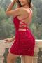 xs-xl sexy slight stretch sequin decor 3 colors backless tied bodycon mini dress_Pink_Red