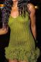 sexy slight stretch cut out knitted cascading ruffle mini dress new add colors_Black_Red_Magenta_Yellow_Green