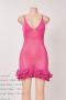 sexy slight stretch cut out knitted cascading ruffle mini dress new add colors_Black_Red_Magenta