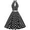 sexy plus size non-stretch zip-up belt backless polka dot print midi dress_Black