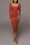 sexy slight stretch simple 7 colors solid color slim long sleeve midi dress_Black_Gray_Pink_Red