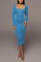 sexy slight stretch simple 7 colors solid color slim long sleeve midi dress_Black_Gray_Pink_Red_Green_Blue