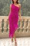 sexy slight stretch sequin decor one shoulder tassels midi dress_Black_White_Gray_Red_Magenta
