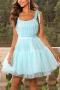 elegance solid lace up sling mesh party mini dress_White_Magenta_Sky Blue