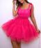 elegance solid lace up sling mesh party mini dress_White_Magenta