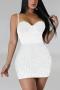 sexy plus-size slight stretch rhinestone sling tight mini dress_Black_White